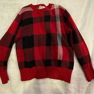 Cat & Jack Boys Buffalo Plaid Sweater Red Black Size XS (4/5)